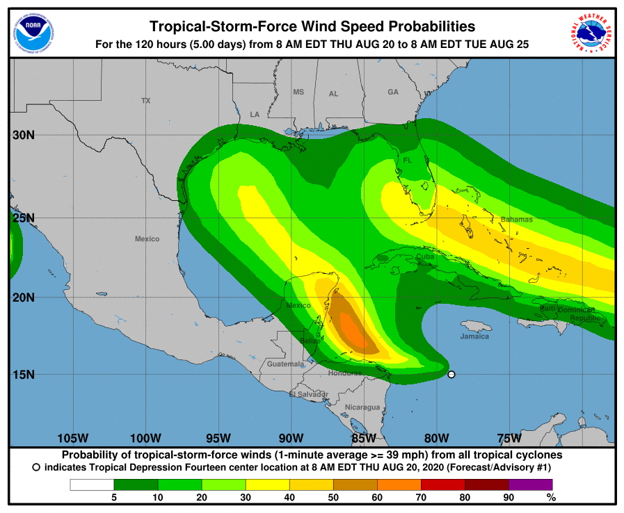 Tropical Storm Force Wind Probabilities